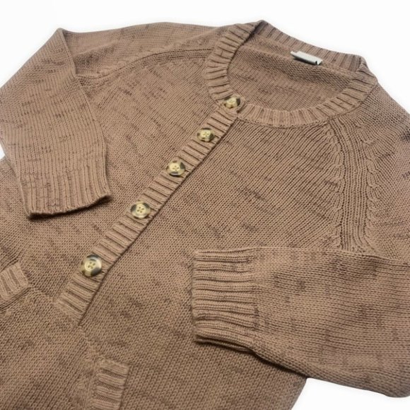 • Columbia Sweater Button Front Kangaroo Pocket 3/4 Sleeve Brown sw - Picture 2 of 9